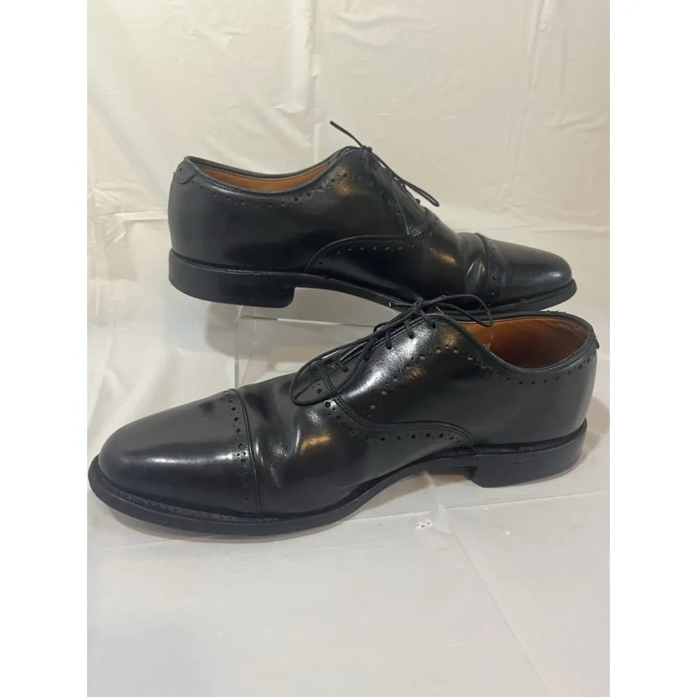 Allen Edmonds 9.5 B Mens Dress Shoes Hale Black Leather Brocade Oxfords ($425) - Picture 10 of 15